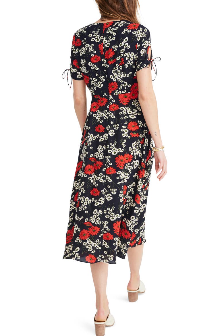 Hillside Daisies Peekaboo Sleeve Midi Dress, Alternate, color, MULTI DAISY DEEP INDIGO