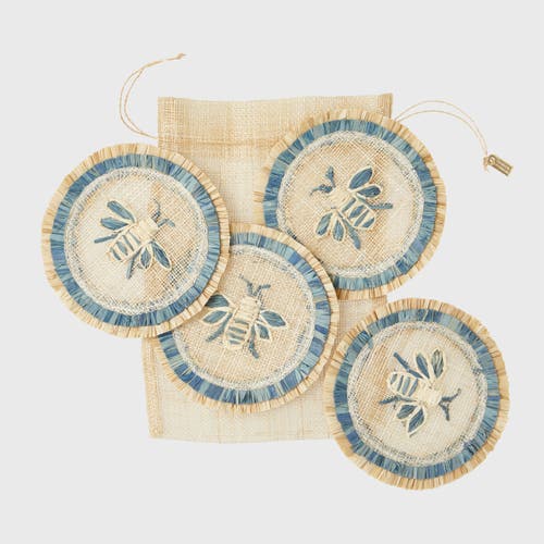 Joanna Buchanan Bee Straw Coasters 4-piece Set In Multi