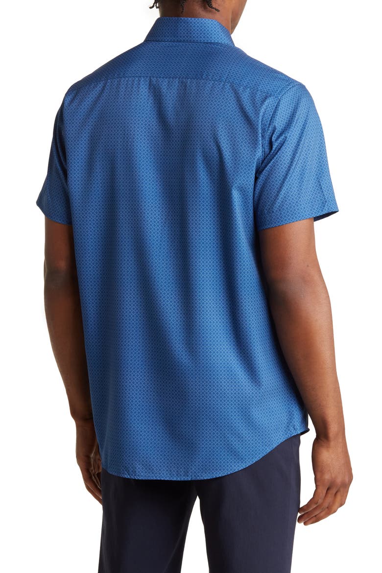 Slim Fit Performance Short Sleeve Button-Up Shirt, Alternate, color, BLUE