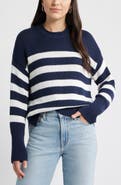 Caslon® Stripe Roll Neck Cotton Sweater