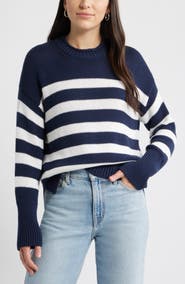 Caslon® Stripe Roll Neck Cotton Sweater