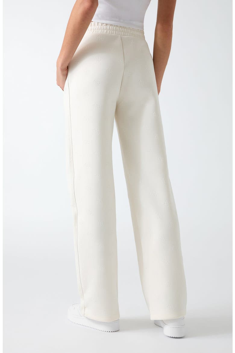 Calista Logo Embellished Wide Leg Pants, Alternate, color, WHITE