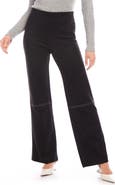 Karen Kane Contrast Stitch Stretch Faux Suede Wide Leg Pants