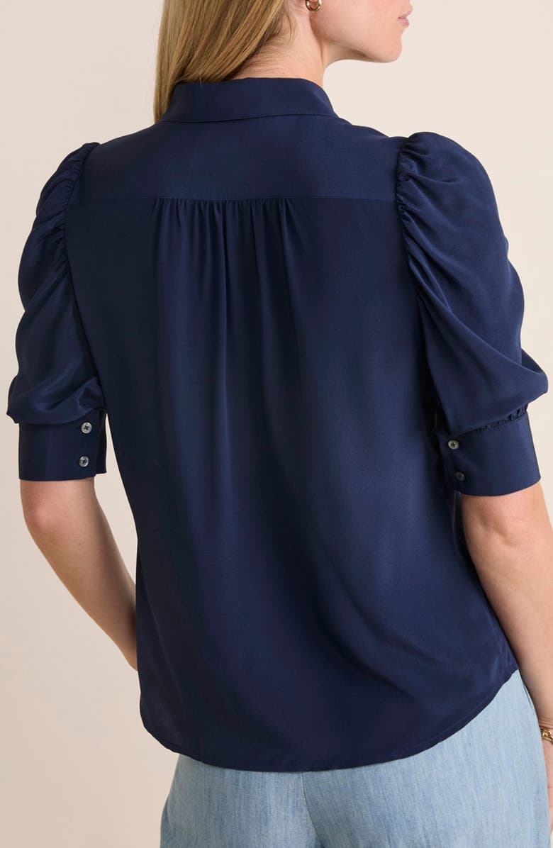 vineyard vines Puff Sleeve Silk Crêpe de Chine Button-Up Shirt, Alternate, color, 