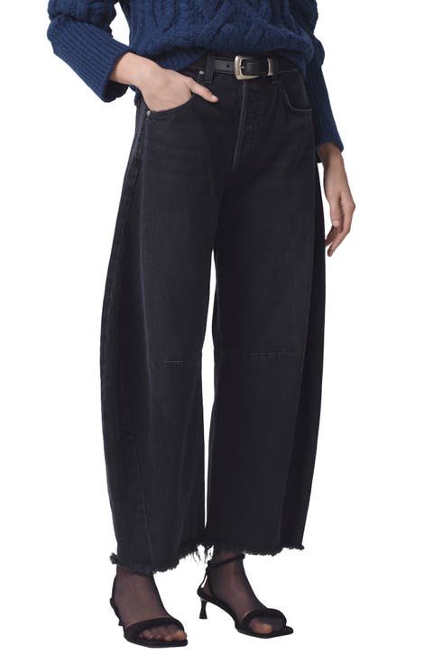 Horseshoe High Waist Chew Hem Organic Cotton Barrel Jeans (Sonnet)