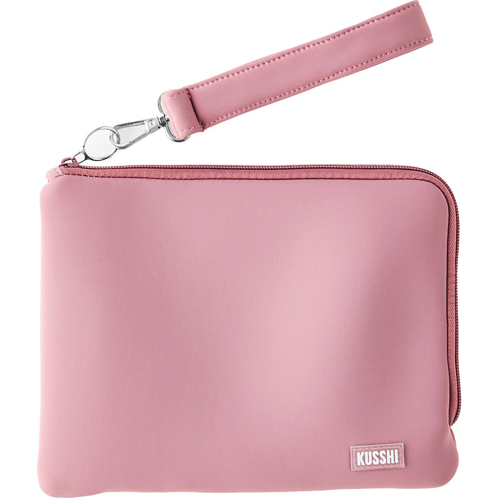 Kusshi Scuba Knit Wristlet Pouch In Mauve/stone