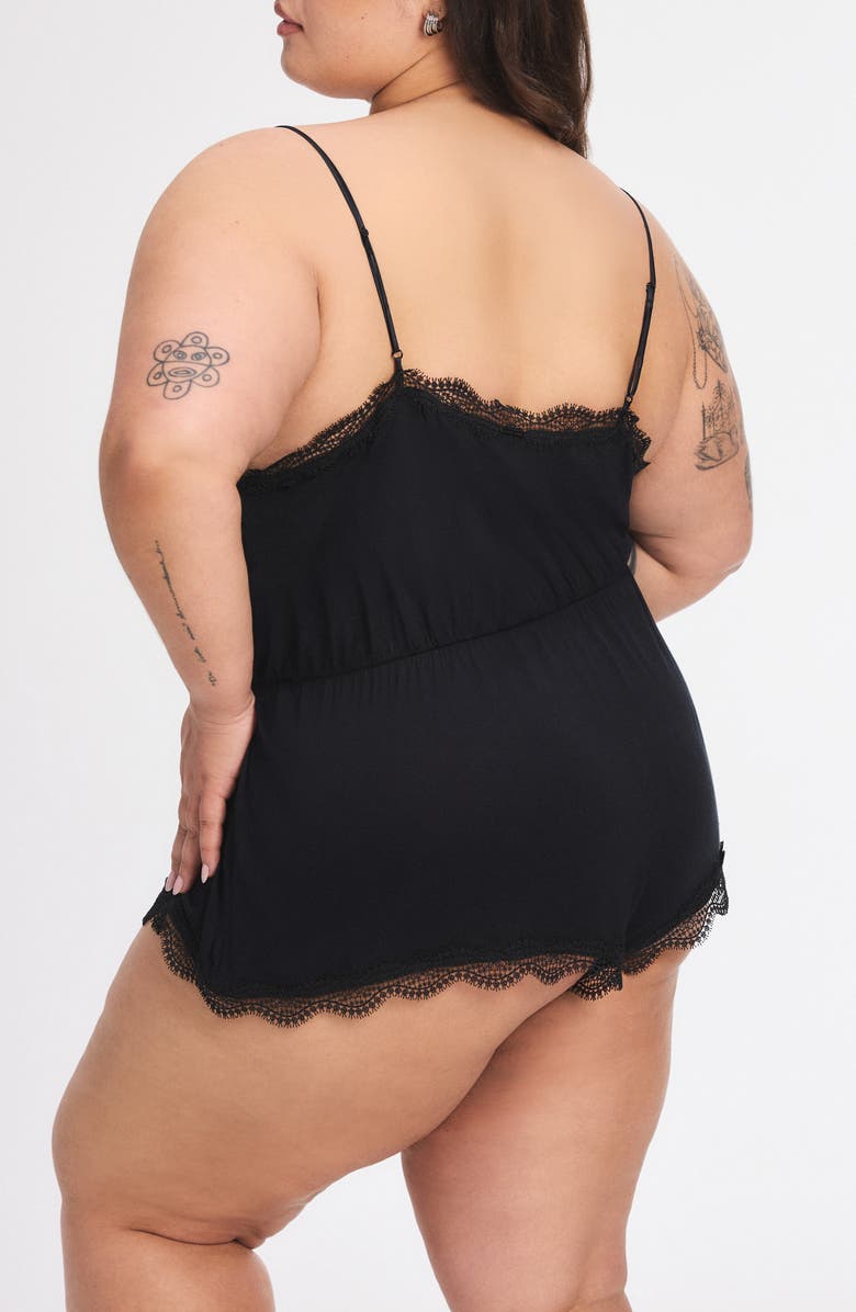 SAVAGE X FENTY Gossamer Dreams Sleep Romper, Alternate, color, Black Caviar