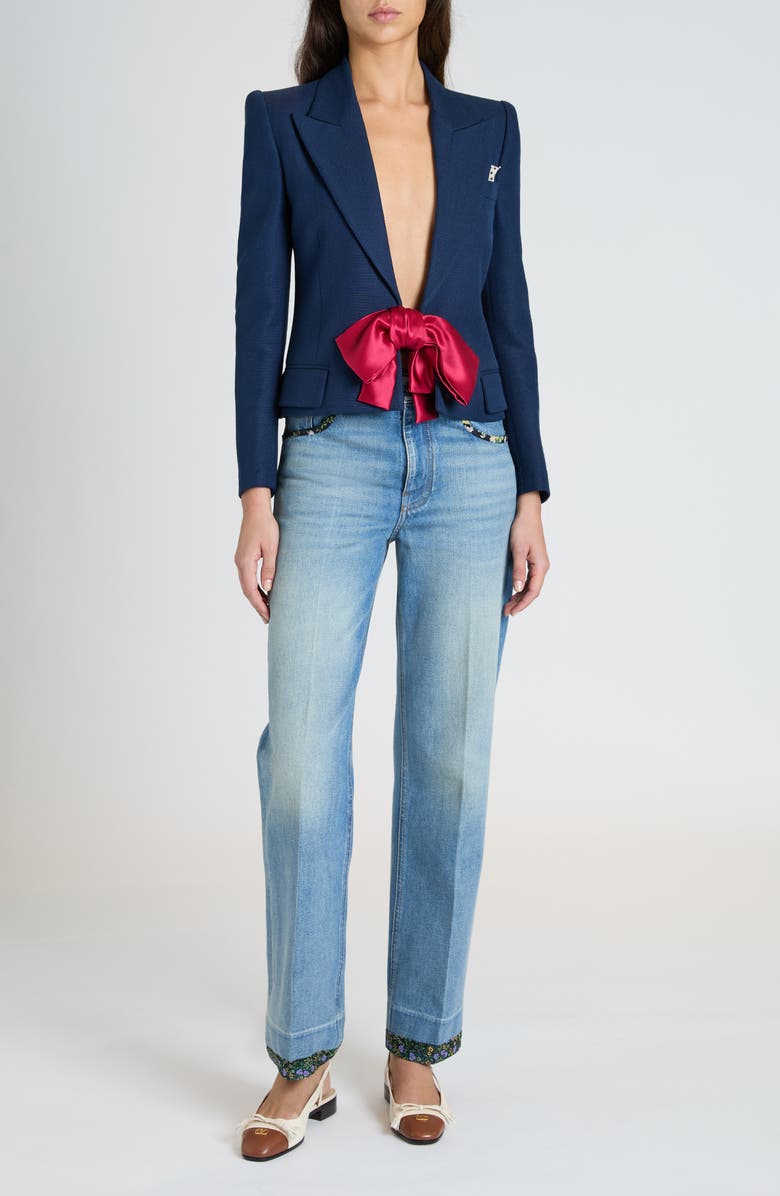 Valentino Garavani Bow Blazer, Alternate, color, Provence Blue