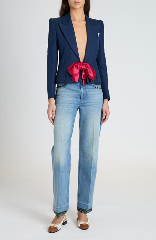 Valentino Tailored Bow-detail Jacket Crafted From Lightweight Viscose In Provence Blue