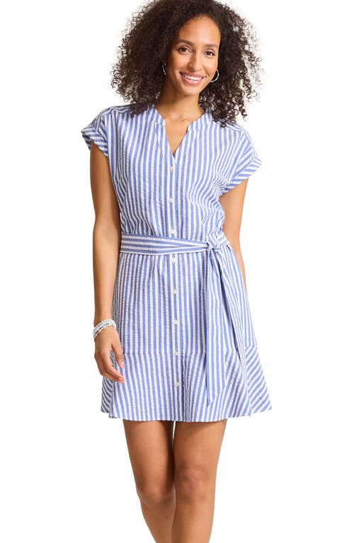 Tommy Bahama Frond Harbor Seersucker Stripe Shirtdress In Blue
