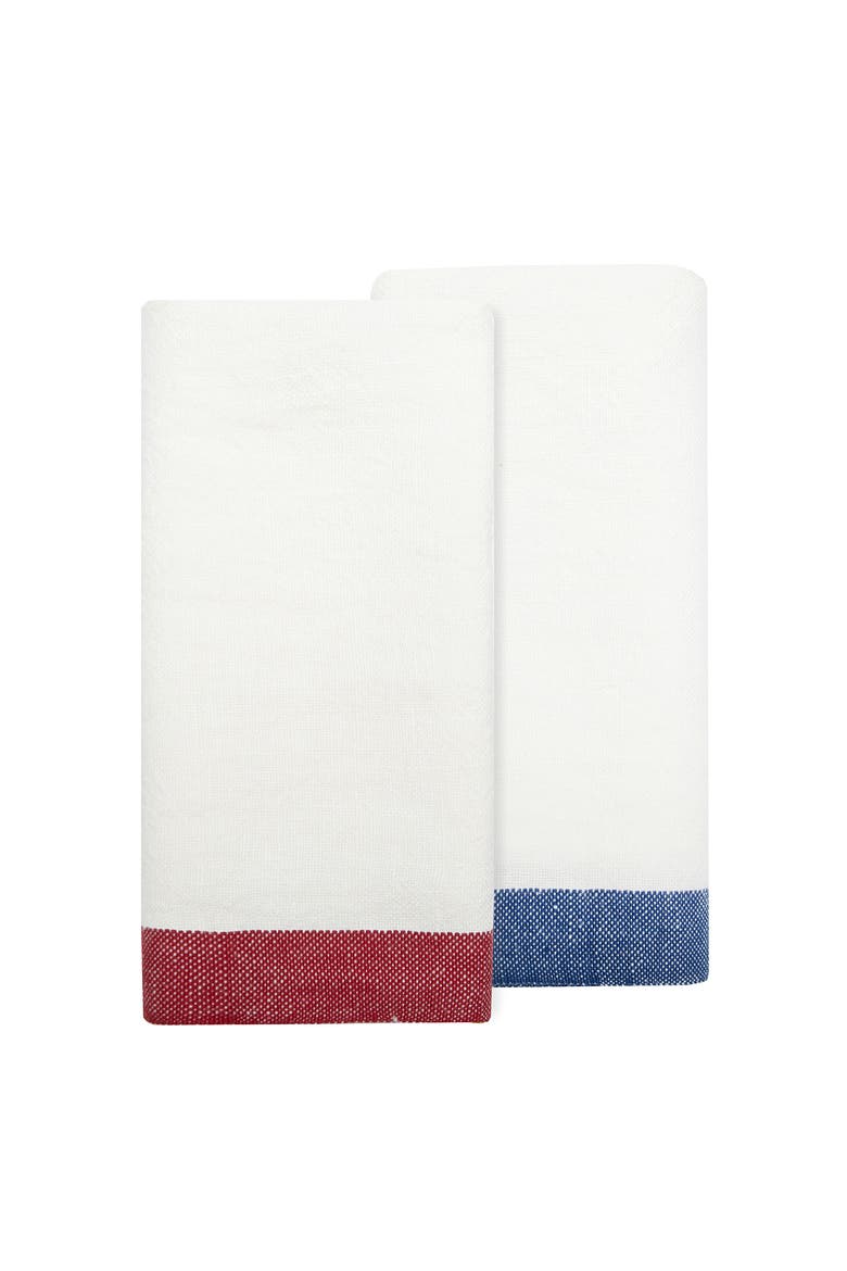 Paris White Tea Towels - Set of 2, Main, color, Blue, Red 20" x 30"