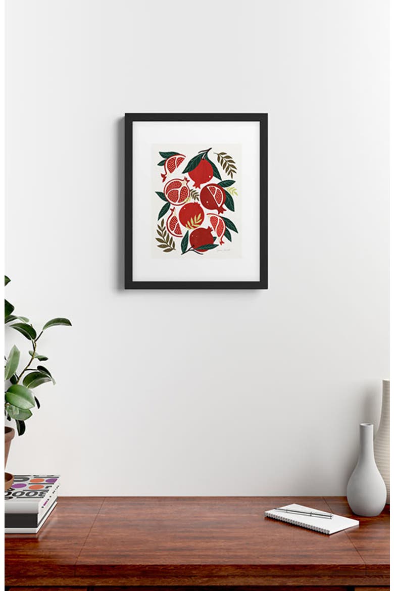 Pomegranates Pattern Framed Art Print, Alternate, color, GREEN