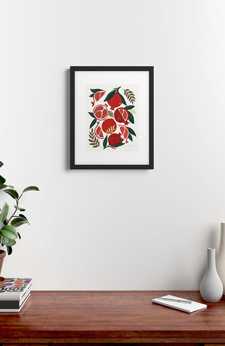 Deny Designs Pomegranates Pattern Framed Art Print, Alternate, color, Green
