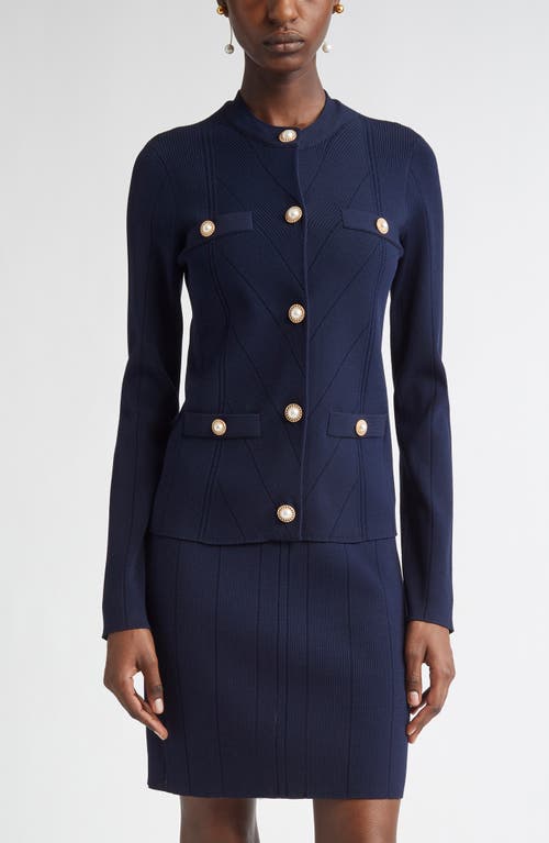 St John St. John Collection Moving Ribs Pointelle Knit Jacket