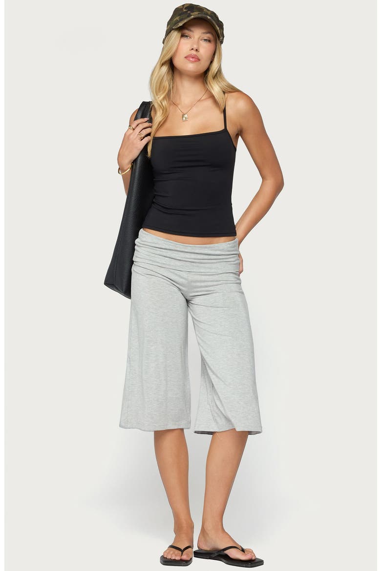 Shirly Wide Leg Foldover Capri Pants, Alternate, color, GRAY-MELANGE