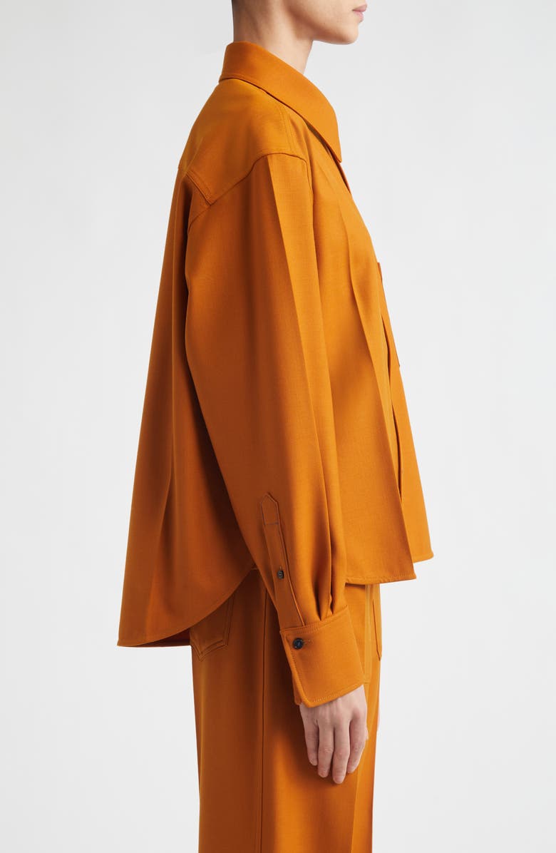 Victoria Beckham Long Sleeve Crop Button-Up Shirt, Alternate, color, Bronze