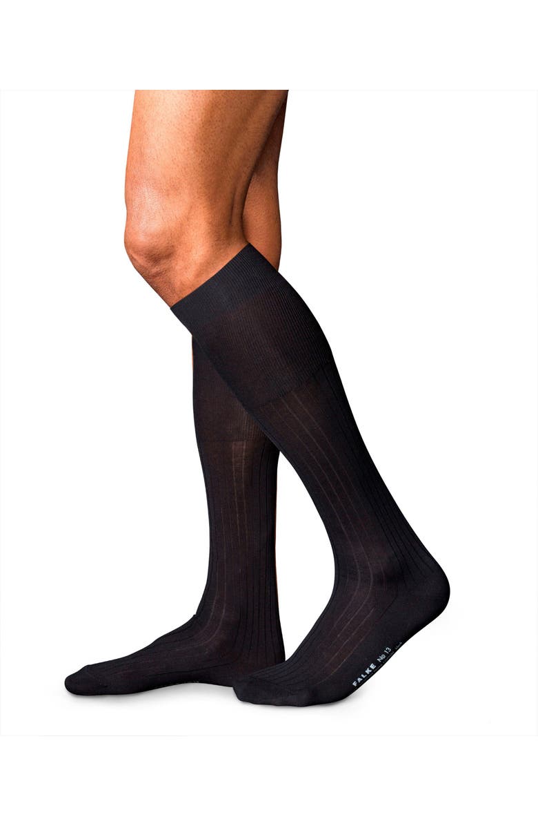 Falke No. 13 Piuma Cotton Luxury Dress Socks, Alternate, color, Black