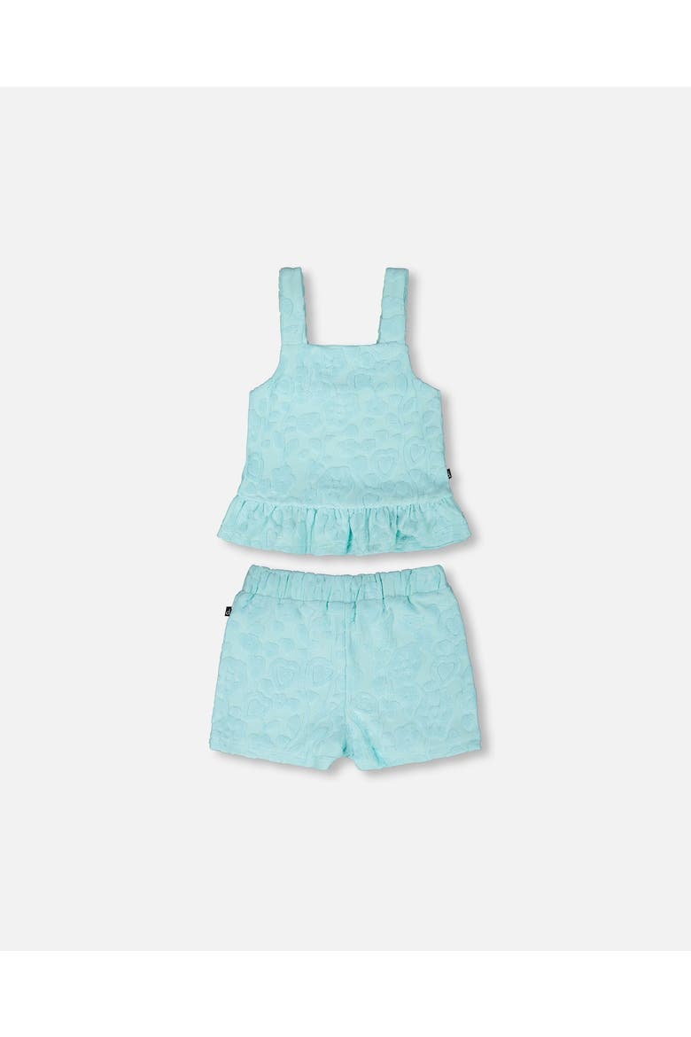 Terry Tank Top with Ruffle Hem Shorts Set, Alternate, color, Light Blue