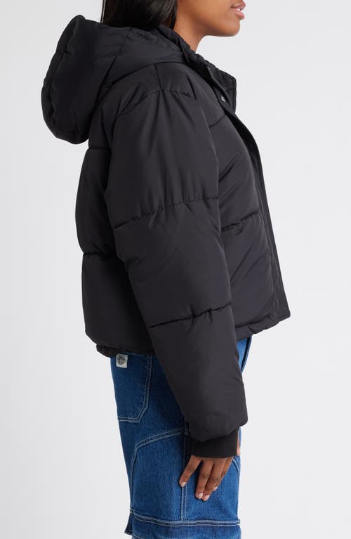 Florence By Mills Hooded Short Puffer Jacket In Black