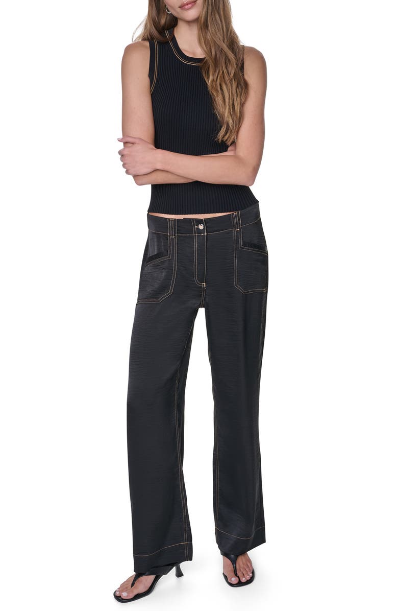 DKNY Contrast Stitch Straight Leg Pants, Alternate, color, 