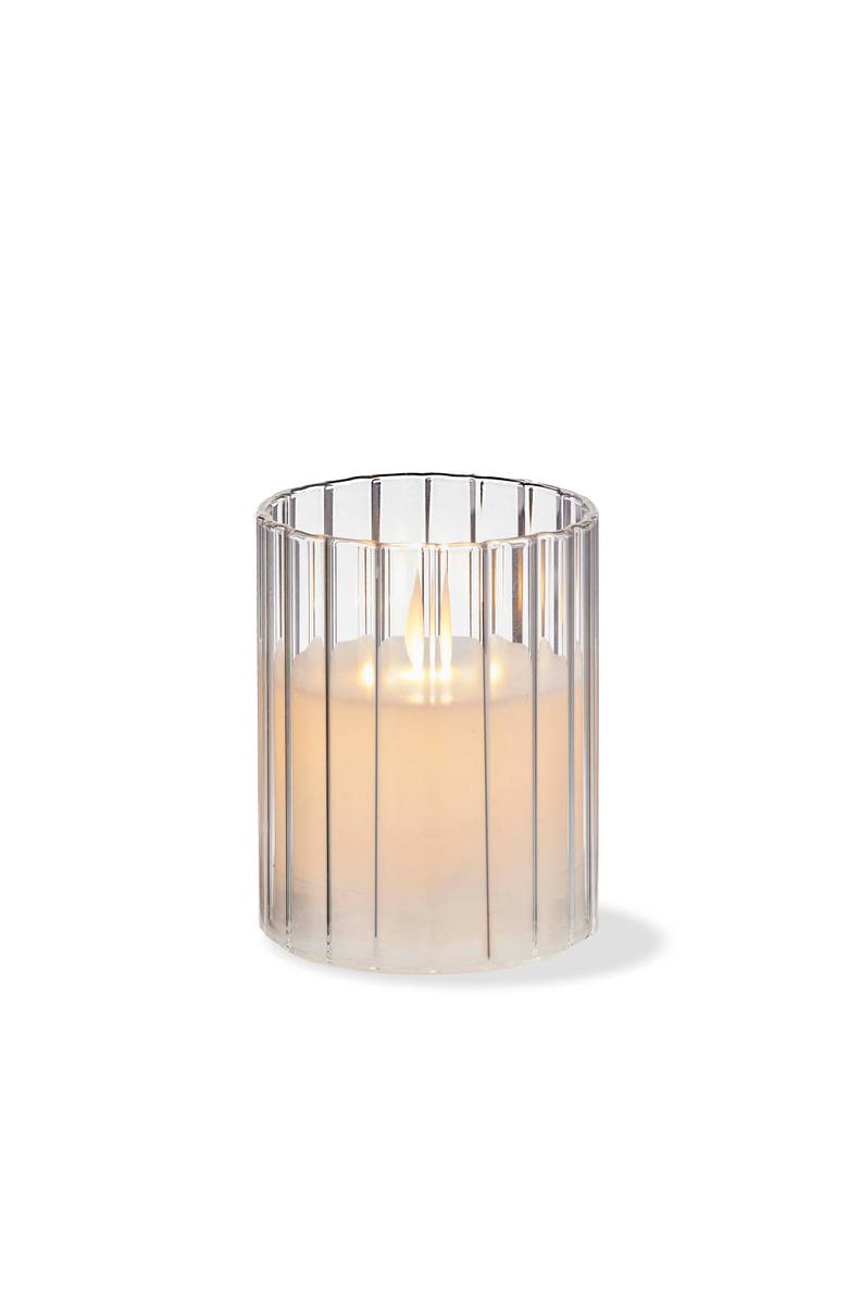 tag Anya LED Glass Hurricane with Flameless Pillar Candle, Main, color, Clear
