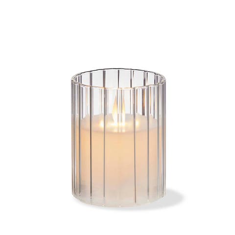 Anya LED Glass Hurricane with Flameless Pillar Candle