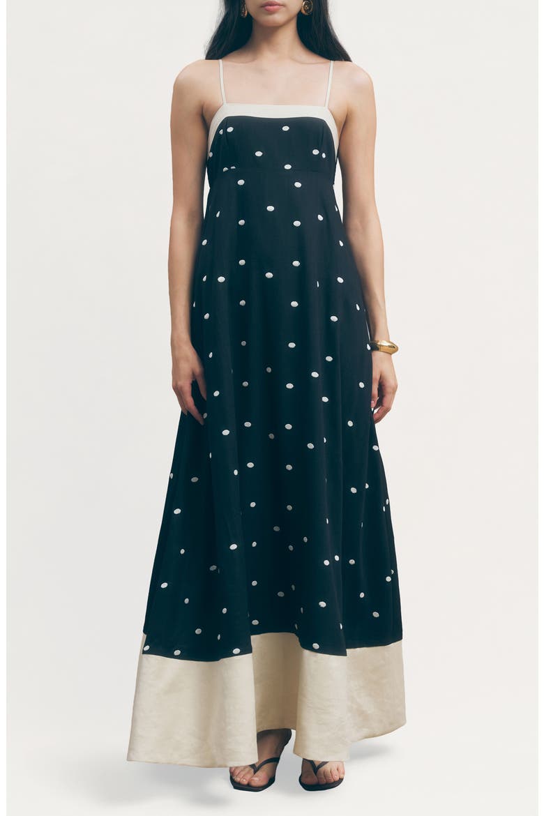 Jacky Polka Dot A-Line Dress, Main, color, BLACK SAND