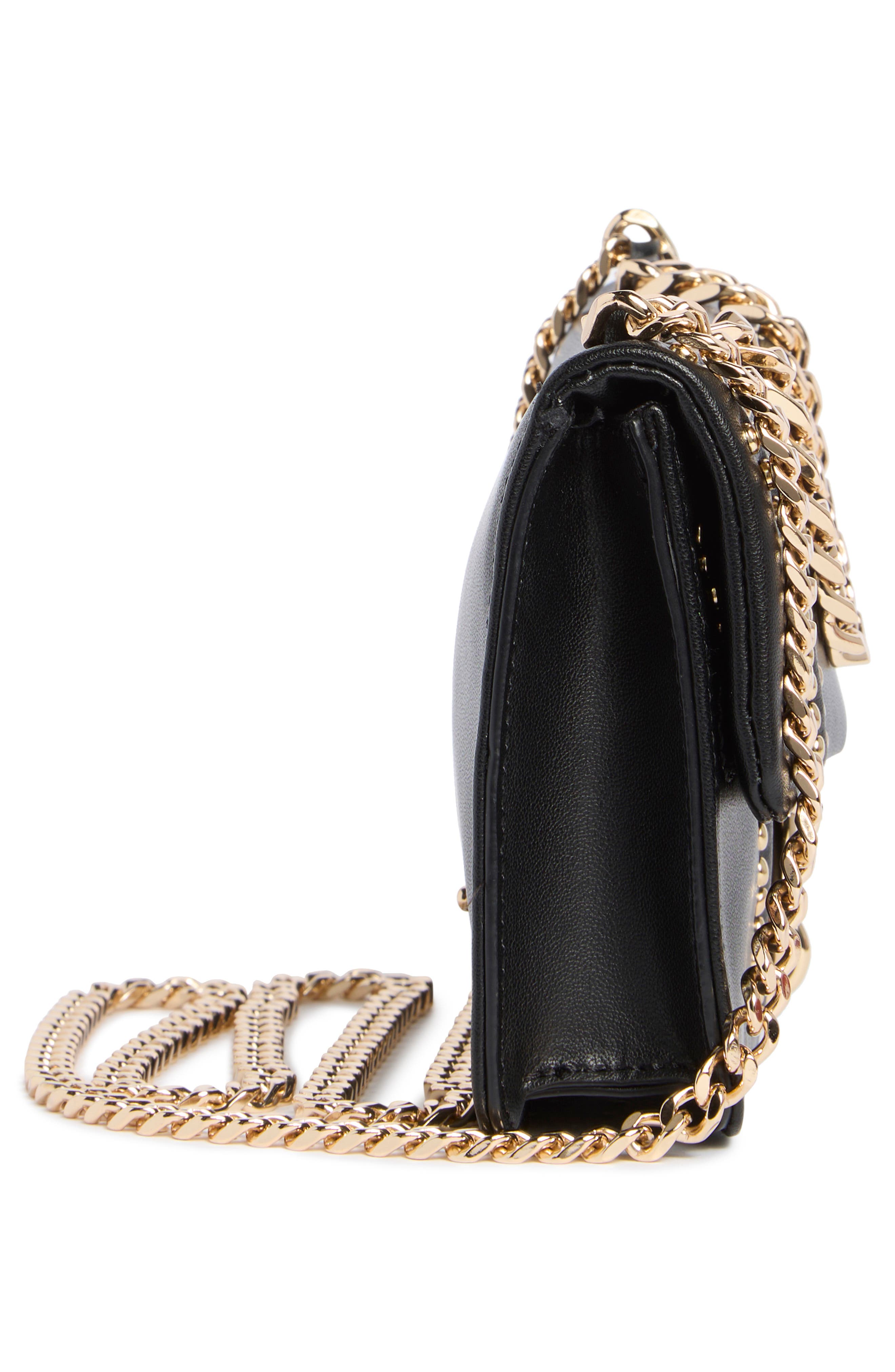 Rebecca Minkoff Edie Studded Leather Crossbody Bag, Alternate, color, Black