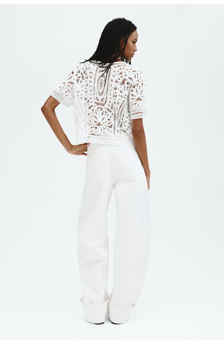 H&M Oversized crochet-look blouse, Alternate, color, White