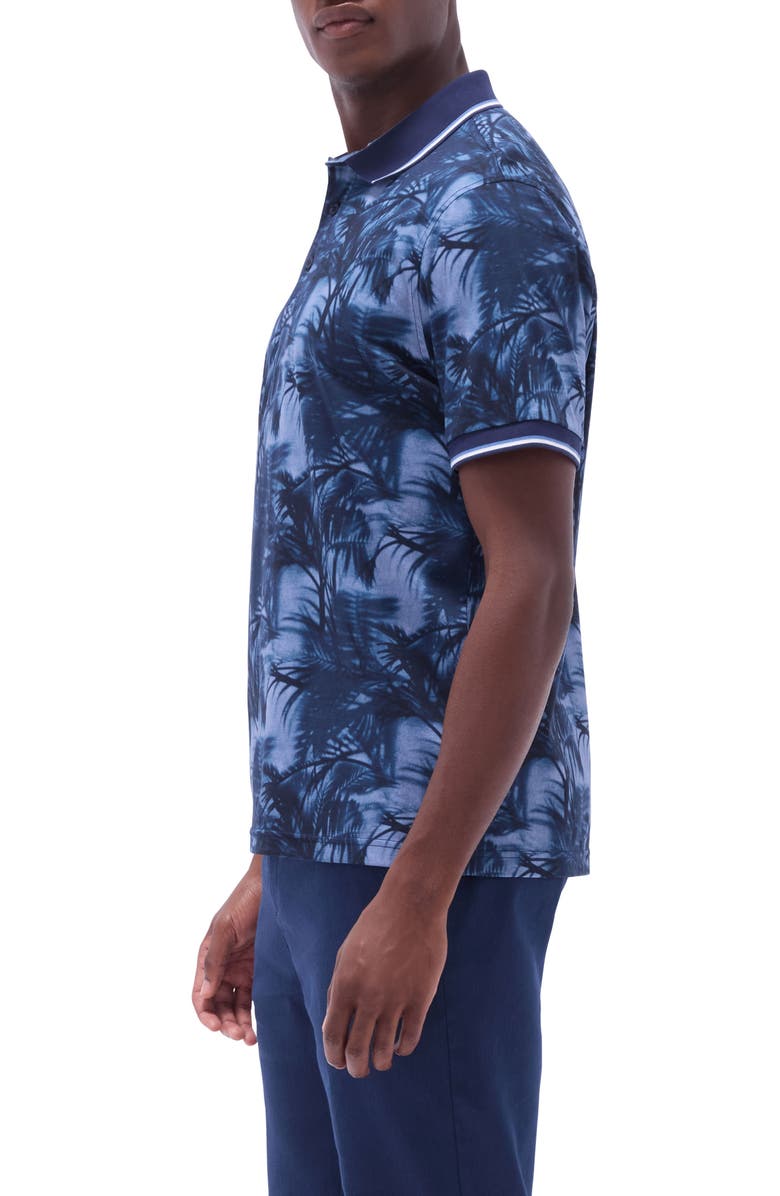 Bugatchi Tipped Palm Tree Print Pima Cotton Polo, Alternate, color, 