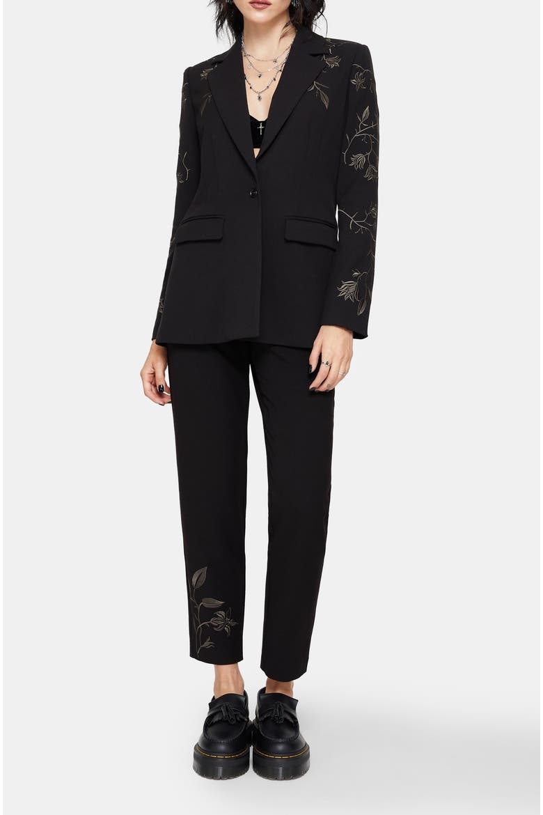 Maira Embroidered Blazer, Alternate, color, Black