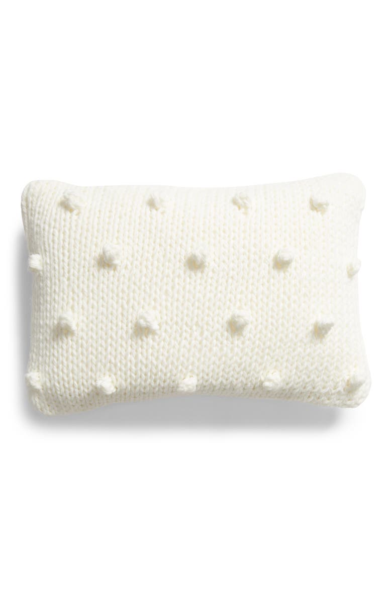 Bobble Knit Accent Pillow, Main, color, IVORY CLOUD