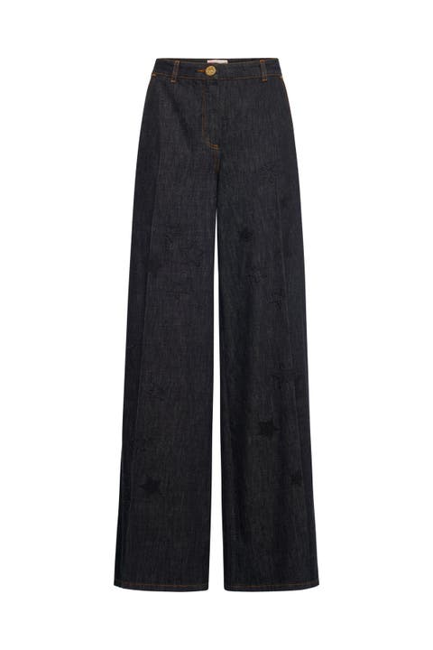 Wide Leg Embroiderd Jeans
