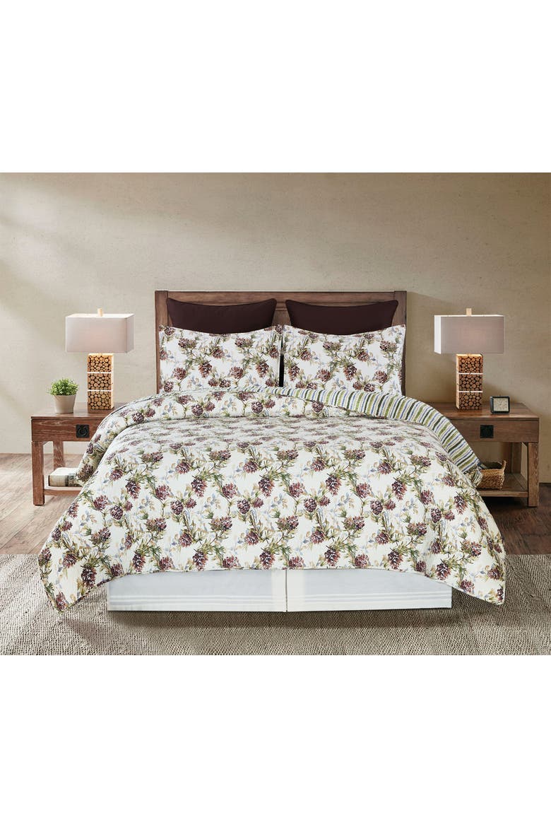 Cooper Pines Rustic Lodge Cotton Quilt Set  - Reversible and Machine Washable, Alternate, color, Brown