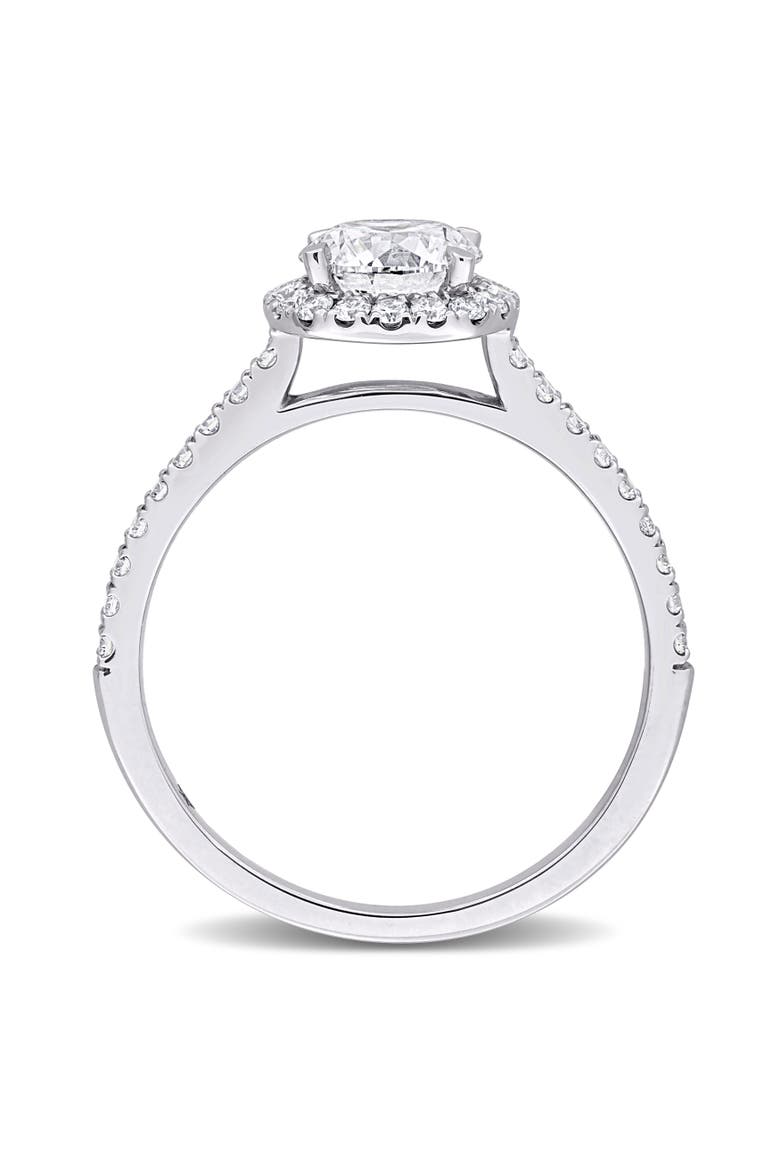 1-1/3 CTW Lab-Grown Diamond Halo Ring 14k, Alternate, color, White Gold