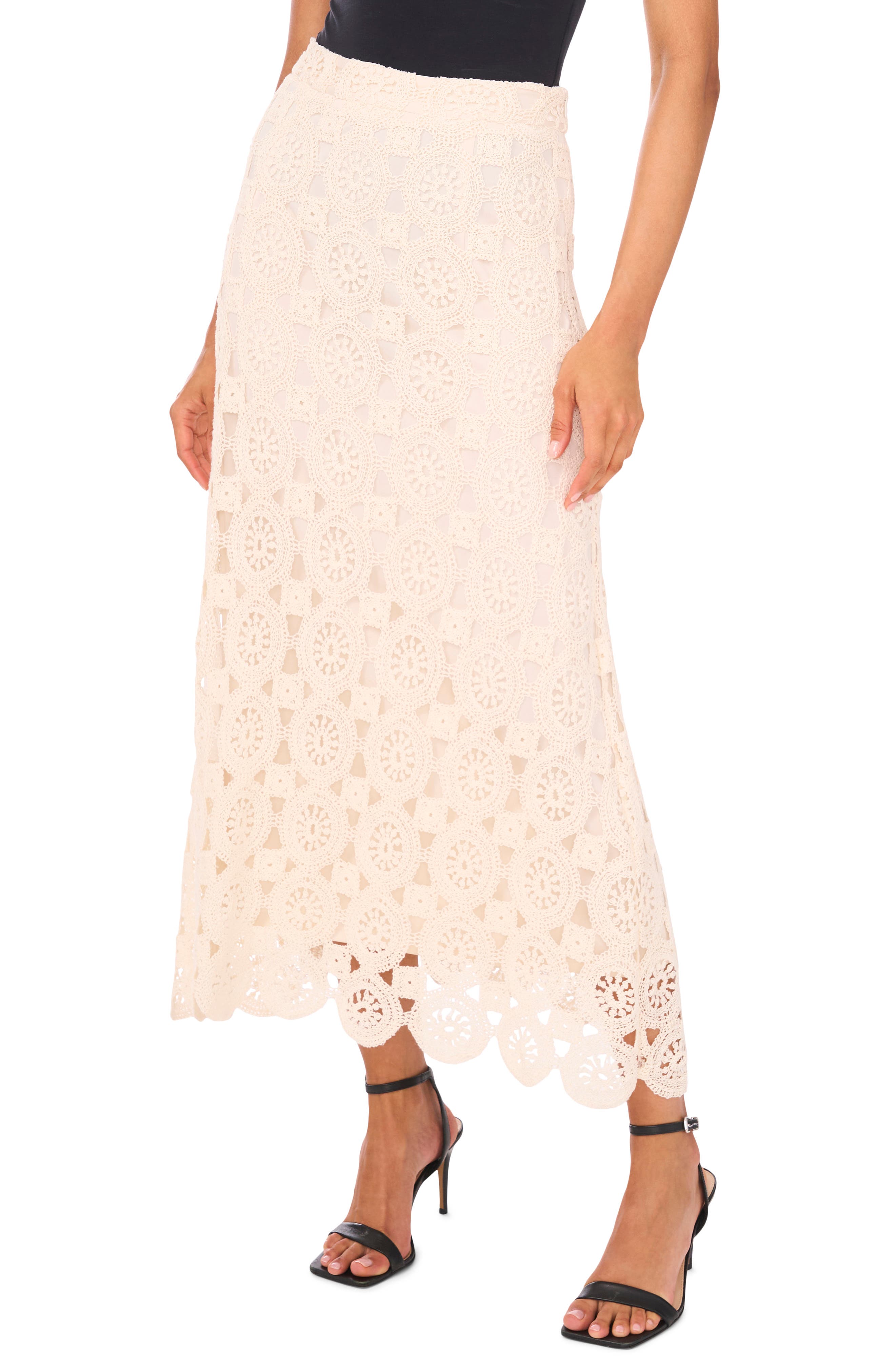 Vince Camuto Crochet Cotton Blend Maxi Skirt
