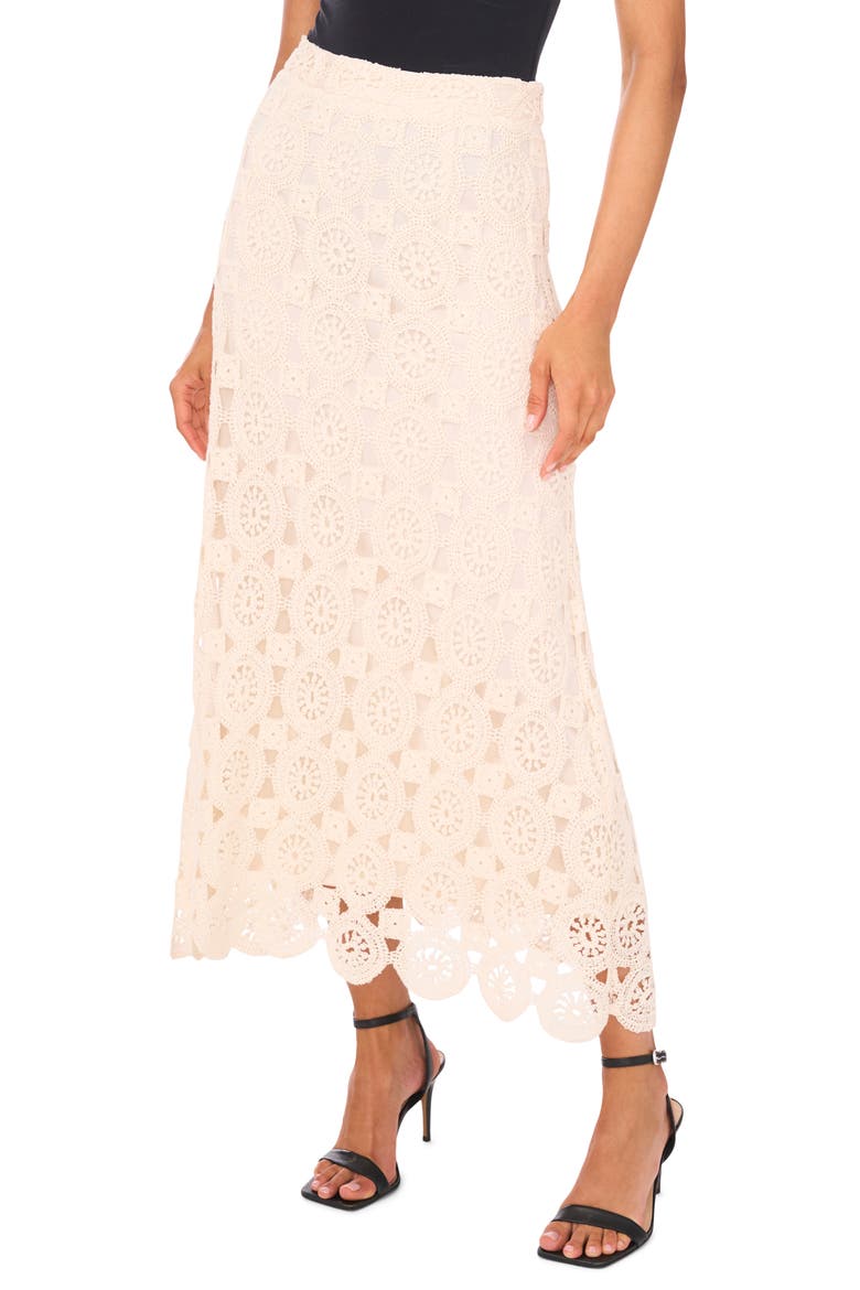 Crochet Cotton Blend Maxi Skirt, Main, color, NATURAL
