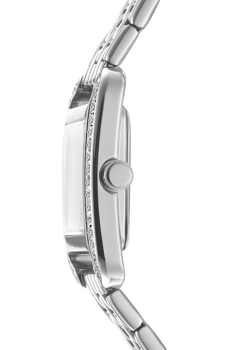 DKNY Signature Shape Crystal Bezel Tank Bracelet Watch, 20mm x 33mm, Alternate, color, Silver
