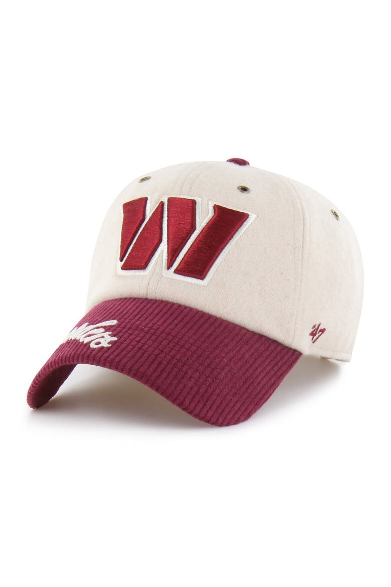 Women's '47 Natural/Burgundy Washington Commanders Rope Script Clean Up Adjustable Hat, Alternate, color, Natural