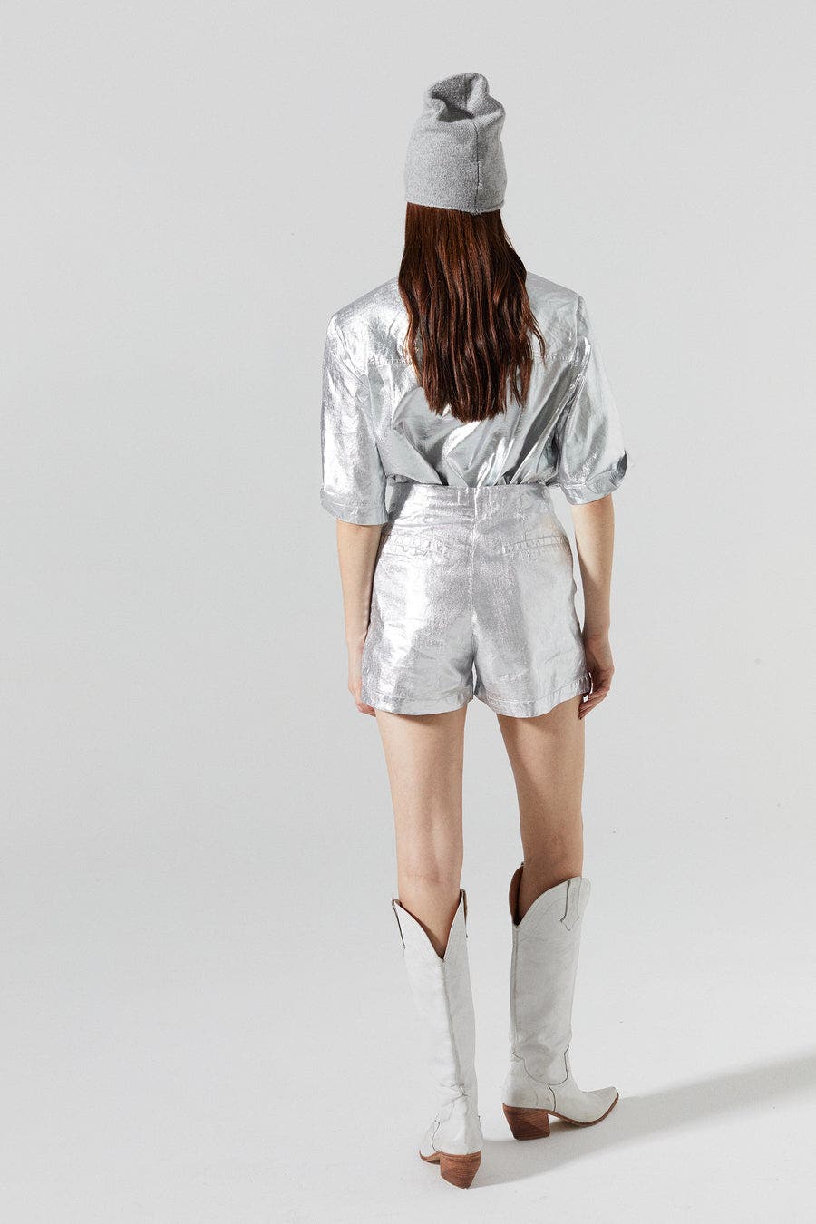 Frida Metallic Linen Shorts - image 4