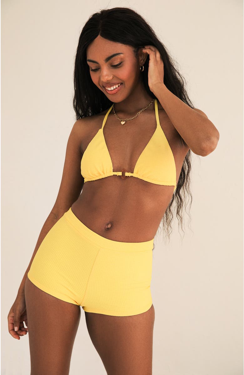 Dippin Daisys Farrah Elastic Waist Booty Short, Main, color, Sunshine Waffle