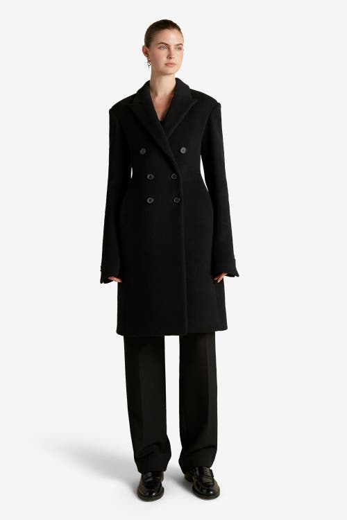 Marina Moscone Wool Basque Tailored Overcoat In Black