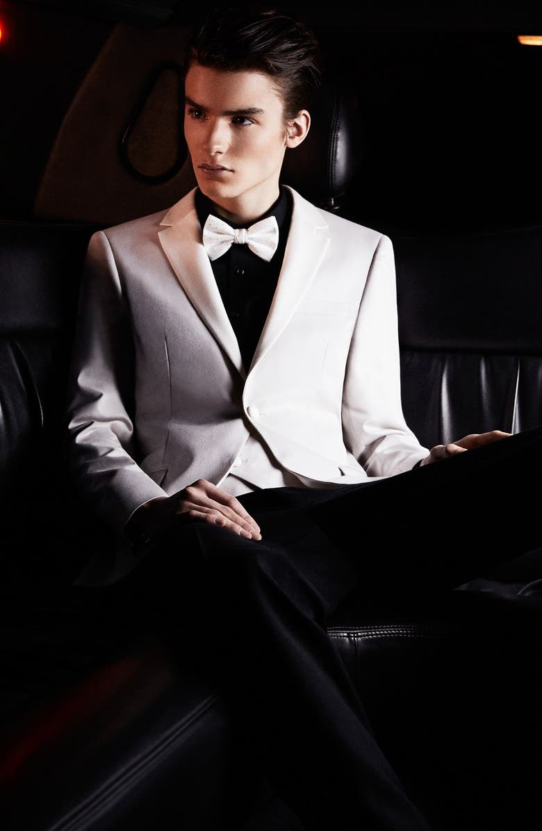 Topman Slim Fit Off White Tuxedo Jacket, Alternate, color,