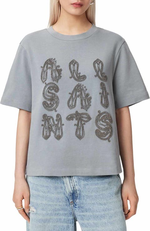 Ella Lisa Beaded Cotton T-Shirt