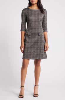 Plaid Knit A-Line Dress