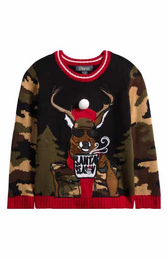 33 DEGREES Kids' Camo Reindeer Holiday Sweater