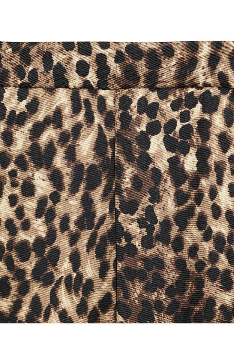 MANGO Leopard Print Satin Straight Leg Jeans, Alternate, color, Brown