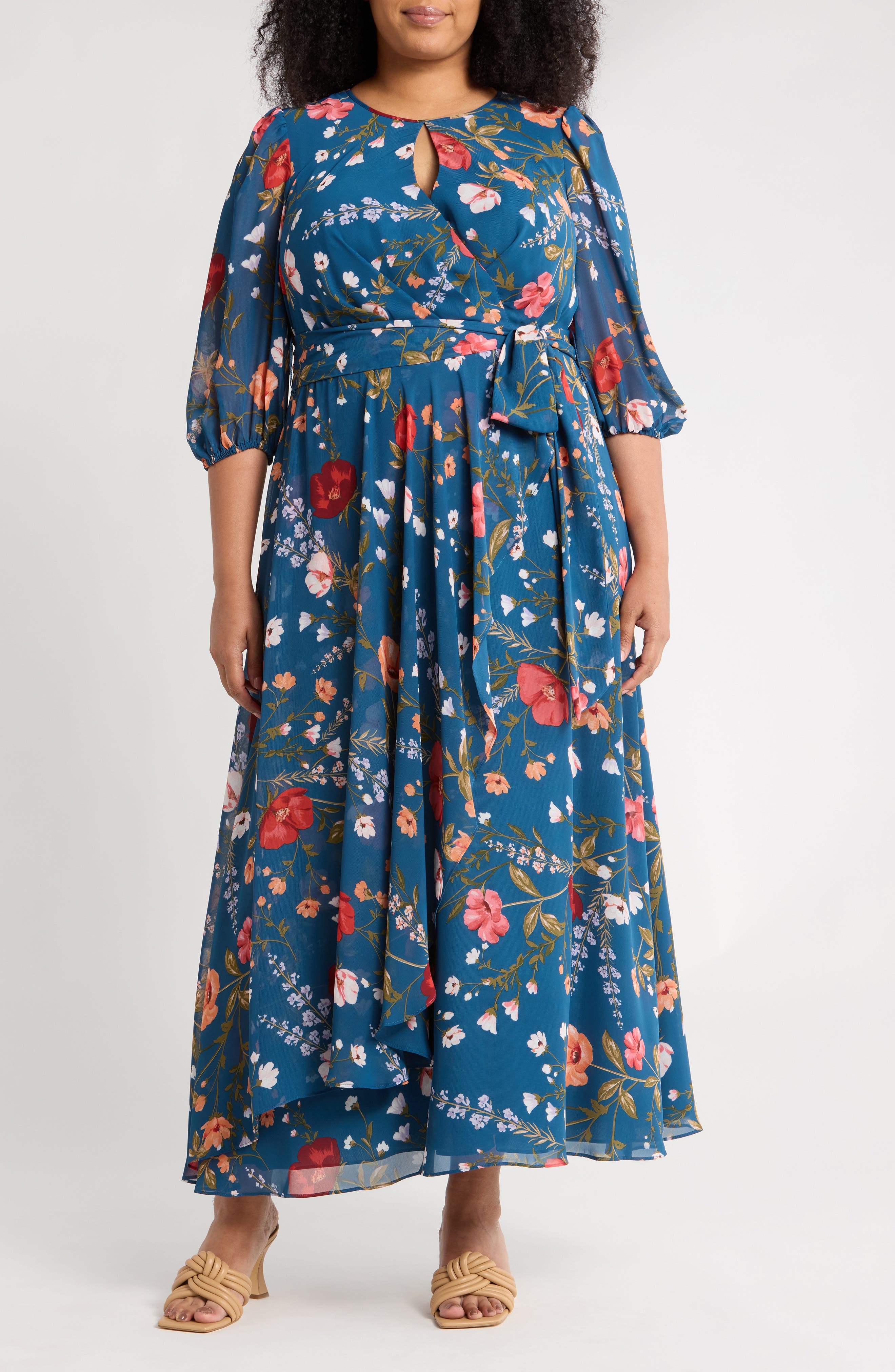 Eliza J Floral Long Sleeve Maxi Dress