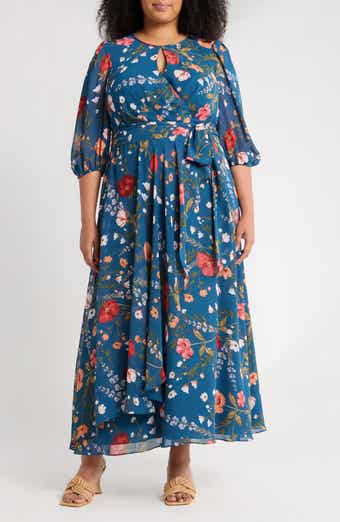 Eliza J Floral Long Sleeve Maxi Dress