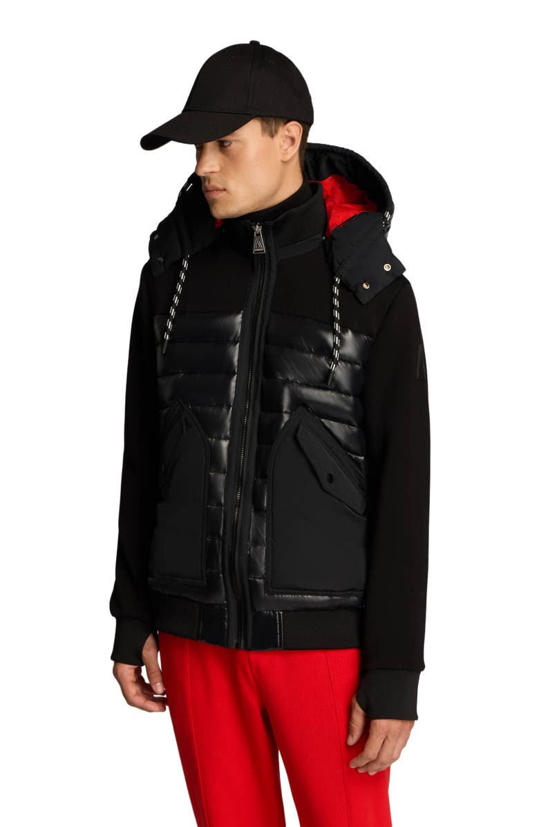 Alpenhaus Nimbus Lightweight Mixed Media Hybrid Bomber Jacket, Main, color, Black